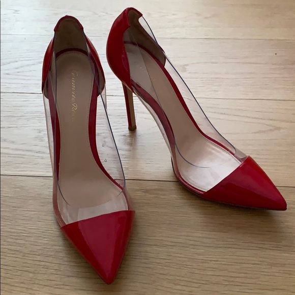 gianvito rossi red plexi pumps